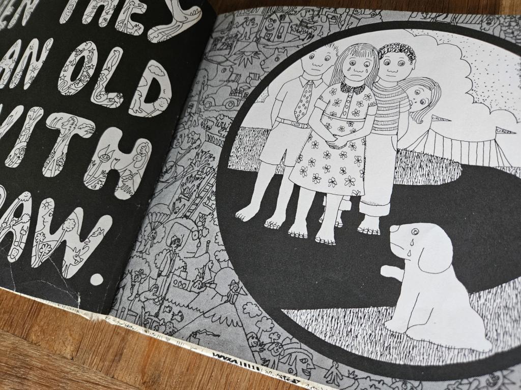 Gia comforts the injured dog who begins the whole adventure.