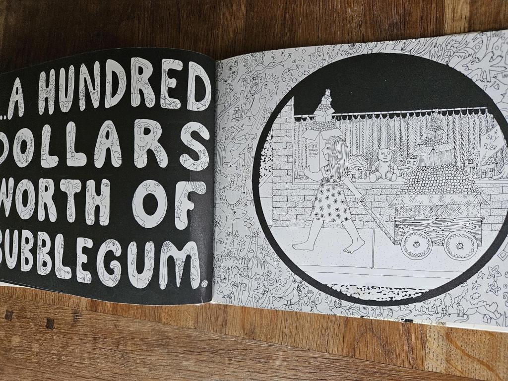 Double page spread of the title page showing how a sea of tiny illustrations hides inside every letterform.